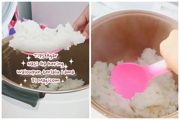 Trik agar nasi tak kering walau disimpan seharian di rice cooker, cuma modal 1 bahan dapur