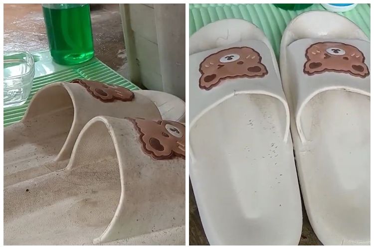 Cukup tambah 1 bahan dapur, trik emak-emak bersihkan sandal selop dekil dan kusam ini bikin&nbsp;kinclong