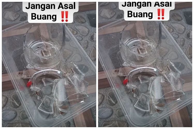 Tak perlu dibungkus plastik, emak-emak ini punya trik aman membuang pecahan gelas kaca ke tong&nbsp;sampah