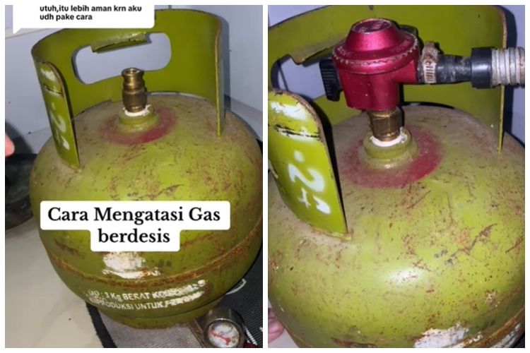Bukan ditimpa karet gelang, emak-emak ini punya trik hentikan tabung gas elpiji mendesis pakai 1&nbsp;alat