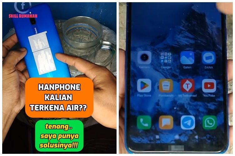 Bukan dikeringkan hairdryer, begini cara mengatasi handphone kemasukan air pakai 1 bahan makanan