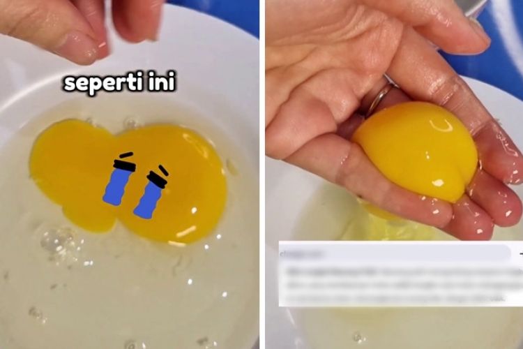 Cara gampang pisahkan kuning dan putih telur cuma pakai tangan&nbsp;kosong