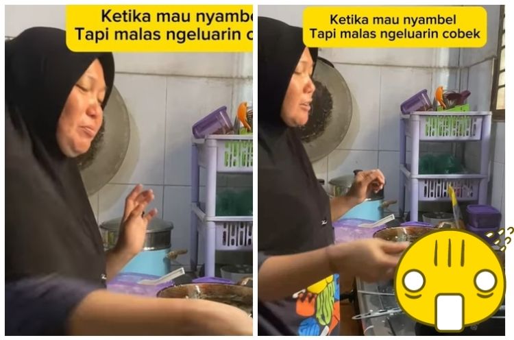 Niatnya hemat cucian, cara wanita bikin sambel ini praktis tapi bikin mikir dua kali jika mau&nbsp;ditiru